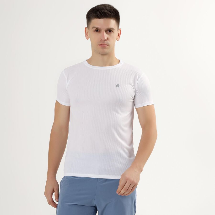Men's Snow White Crew Neck Slim Fit Drifit T-Shirt, सफ़ेद, large