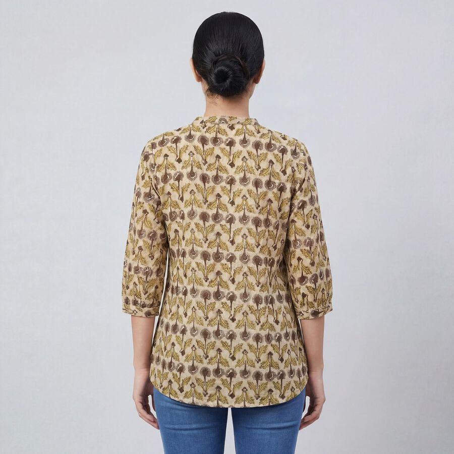 Women's Yellow Round Neck Solid Straight Kurti, Yellow, large