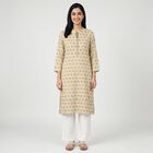 Women's Beige Kurta, गहरा पीला, small