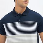 Men's Deep Midnight Navy Blue Polo Collar Casual T-Shirt, Navy Blue, small image number null