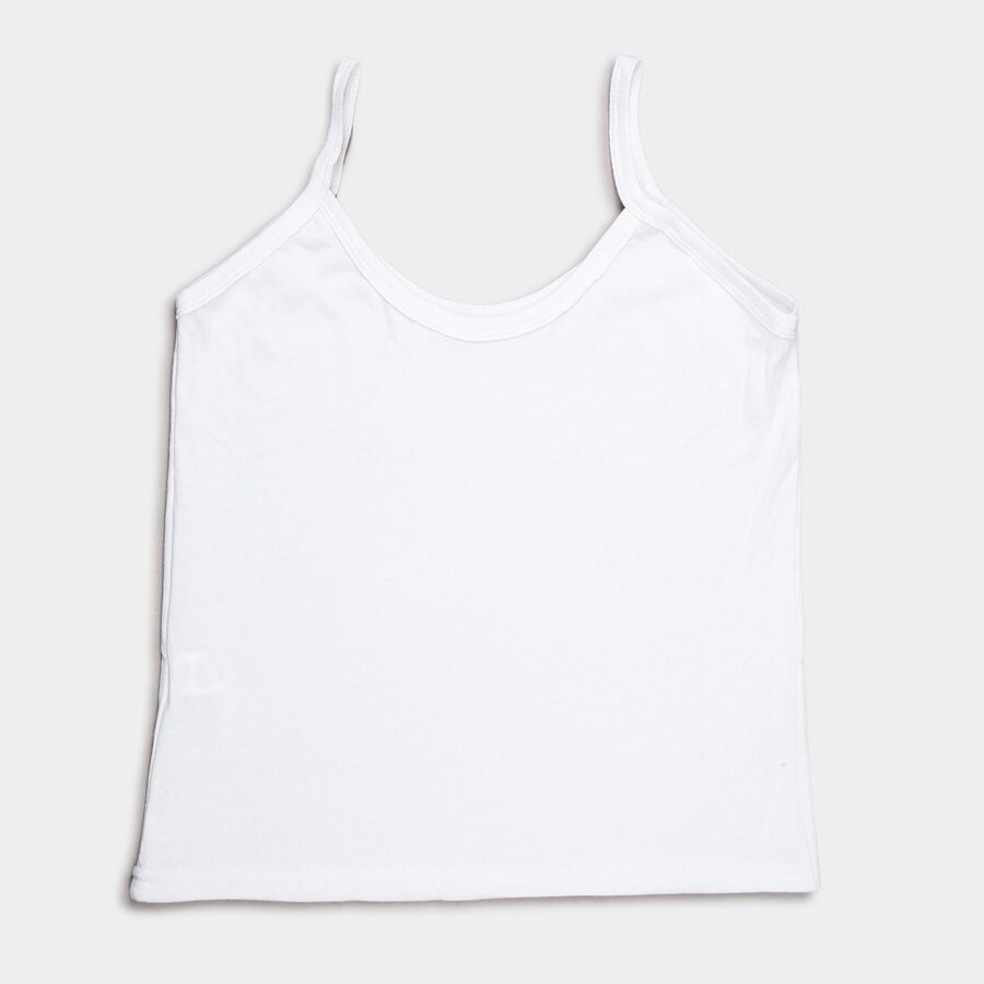 Girls Cotton Solid Vest, White, large image number null