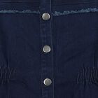 Girls' Navy Blue A-Line Butterfly Applique Button-Front Frock, Dark Blue, small