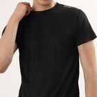 Men's Black Crew Neck Athleisure Drifit T-Shirt, काला, small
