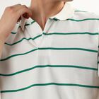 Men's White and Green Polo Neck Preppy T-Shirt, Light Green, small