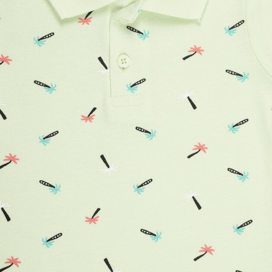Infants' Light Sage Green Polo Neck Casual T-Shirt, हल्का हरा, large image number null
