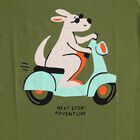 Boys Muted Olive Green Cotton Crew Neck Casual T-Shirt, Olive, small