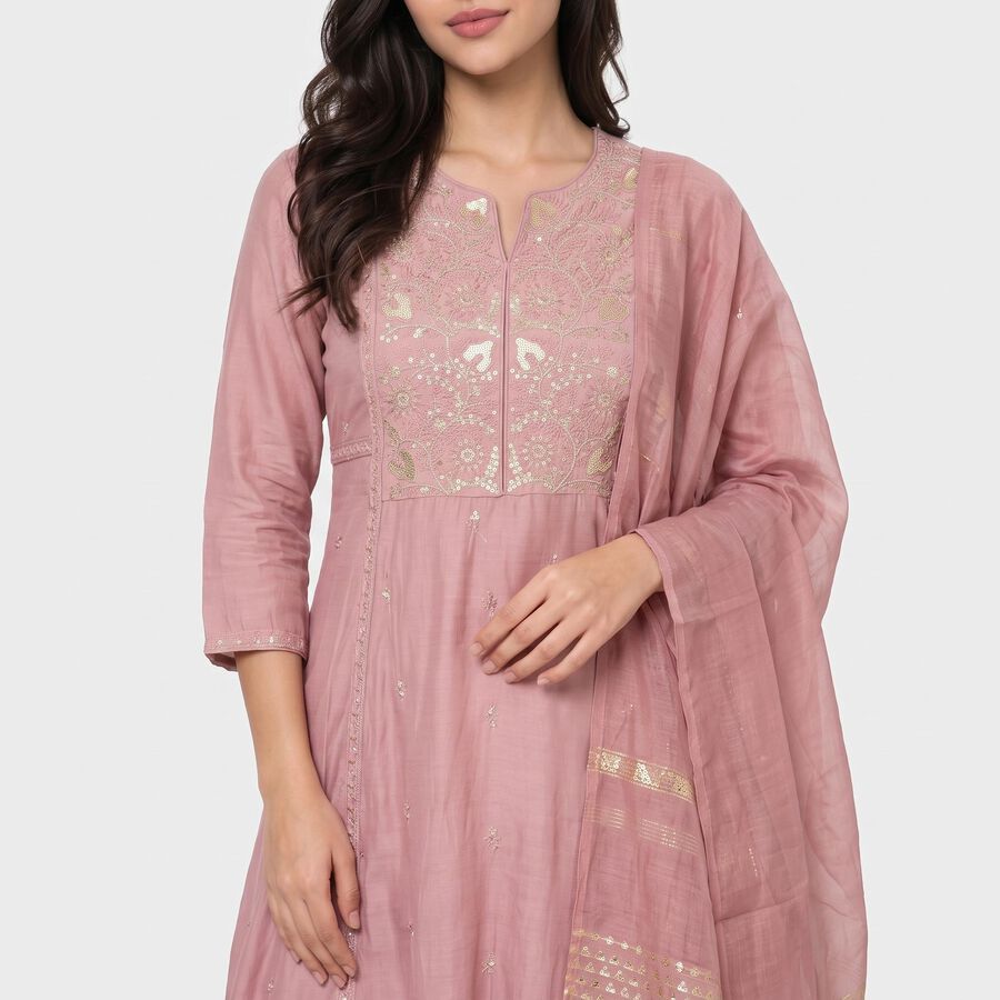 Women's Pink Embroidered Ethnic Set, Light Pink, large