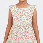 Girls' Yellow Floral Printed Fit and Flare Frock, Yellow, small