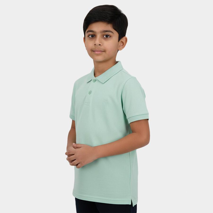 Boys' Aqua Teal Crew Neck Graphic Printed Casual T-Shirt, एक्वा, large