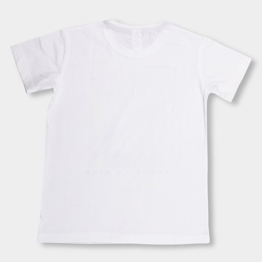 Boys' 100% Cotton Half Sleeves T-Shirt , White, large image number null