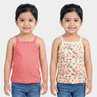 Girls' Peach Cotton Square Neck Vest, Peach, small