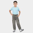 Boys Grey Straight Fit Cargo Jeans, हल्का ग्रे, small