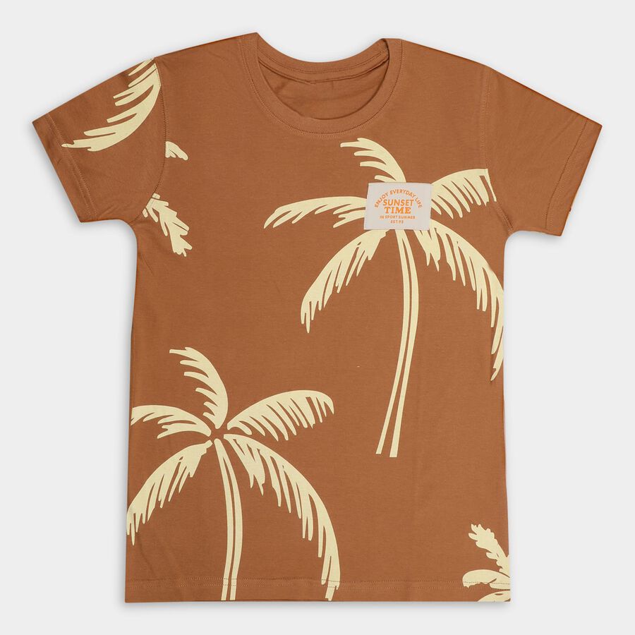 Boys' 100% Cotton Half Sleeves T-Shirt , भूरा, large image number null