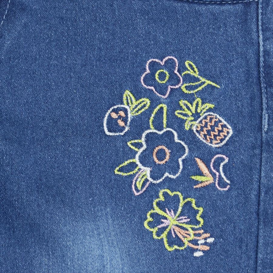 Girls' Buttoned Jeans, Mid Blue, large image number null