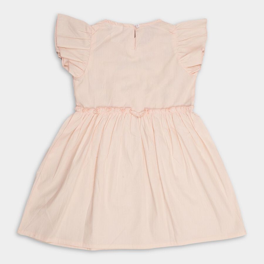 Girls' 100% Cotton Frock, हल्का गुलाबी, large