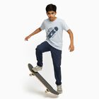 Boys Light Blue Crew Neck Casual Half Sleeve T-Shirt, हल्का नीला, small image number null