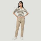Women's Navy Blue Polo Neck Striped Crop Top, नेवी ब्लू, small