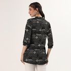 Women's Black Notch Neck Printed Straight Kurti, Black, small