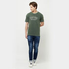 Cut & Sew Round Neck T-Shirt, Olive, small image number null