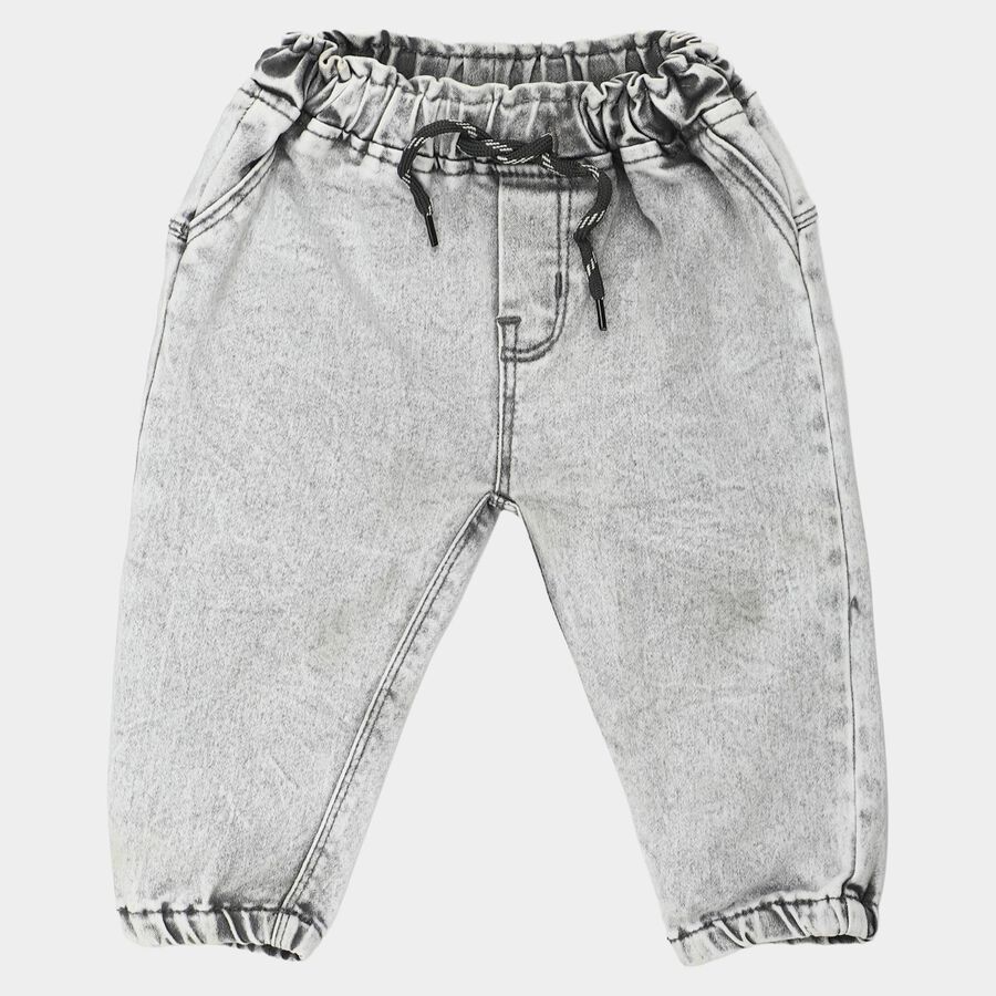 Infants Grey Jogger Fit Washed Jeans, हल्का ग्रे, large