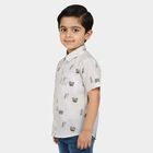 Boys White Cotton Half Sleeve Collared Casual Shirt, White, small