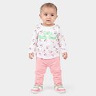 Infants Pink and White Cotton Round Neck Lounge Set Hipster Set, Pink, small