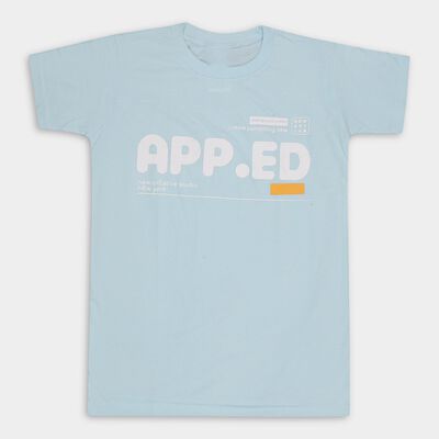 Boys' Light Powder Blue Round Neck Casual T-Shirt