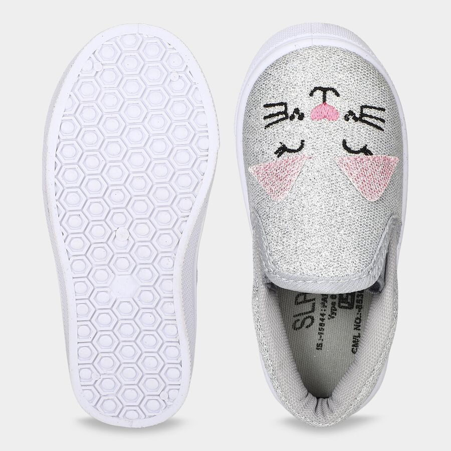 Girls Grey Slip-On Casual Shoes, Grey, large