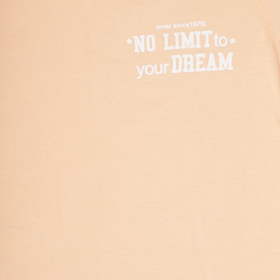 Boys' Peach Round Neck Placement Printed T-Shirt, Peach, large image number null