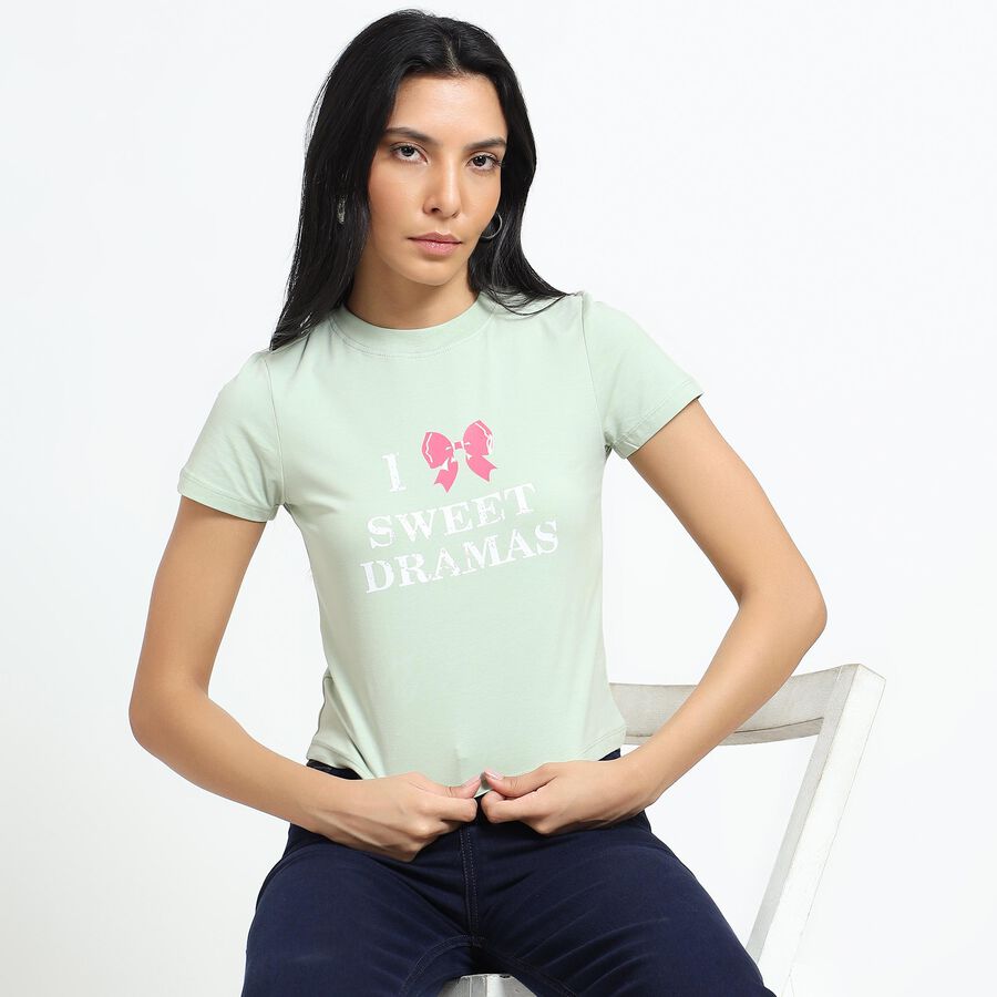 Ladies' Round Neck T-Shirt, Light Green, large image number null