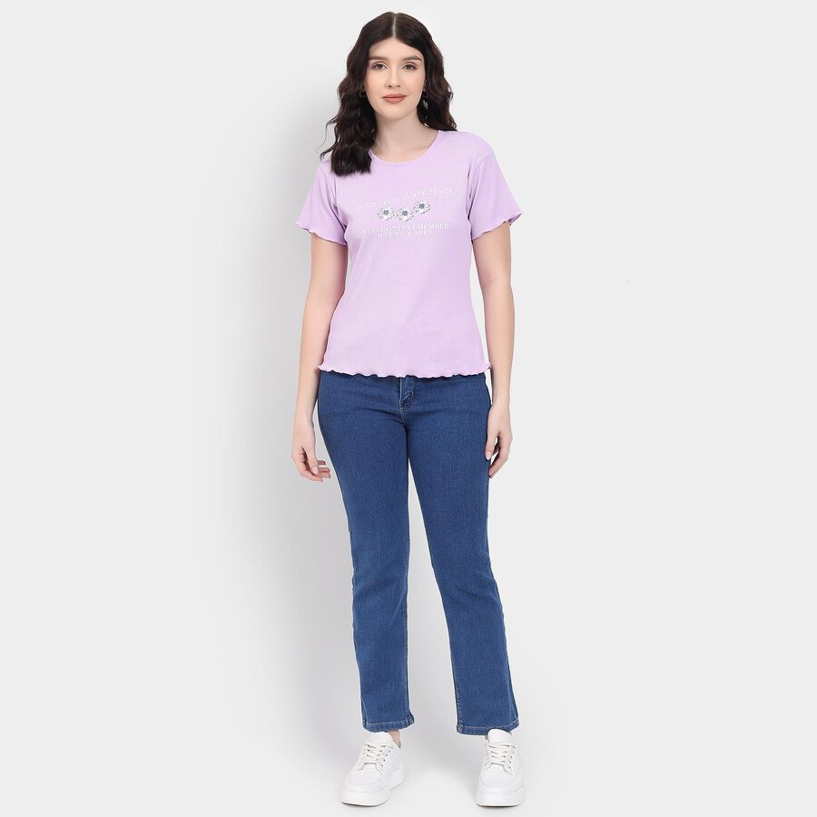 Ladies' Round Neck T-Shirt , लाइलेक, large