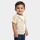 Infants Yellow Cotton Short Sleeves Collared Regular Fit Shirt, पीला, small