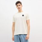 Men's Muted Emerald Green Crew Neck Athleisure Drifit T-Shirt, Ecru Melange, small