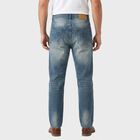 Men's Blue Straight Fit Faded Jeans, Mid Blue, small