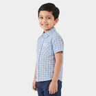 Boys Light Blue Cotton Checked Casual Shirt, हल्का नीला, small