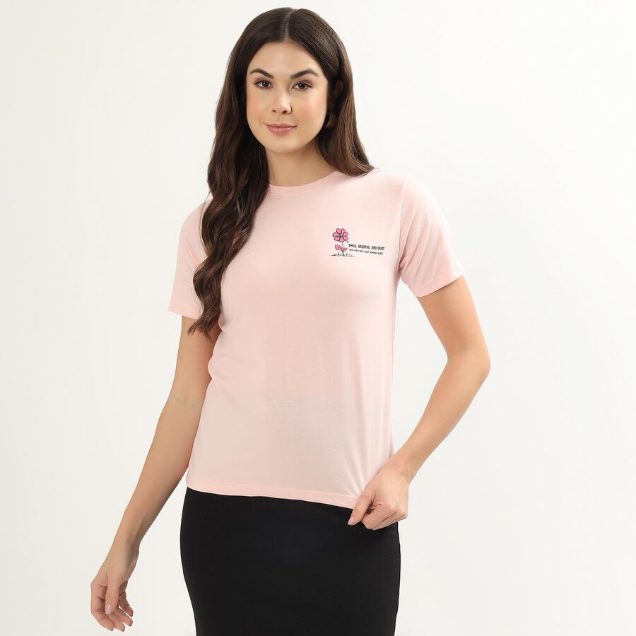 Ladies' Round Neck T-Shirt, Light Pink, large