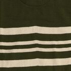 Boys Olive Green Crew Neck Striped Pullover, ओलिव, small image number null