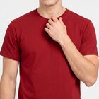 Men's Maroon Cotton Round Neck Regular T-Shirt, Maroon, small