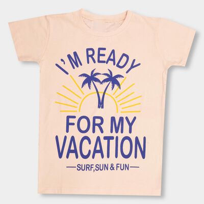Slant Boys' 100% Cotton Half Sleeves T-Shirt - Peach