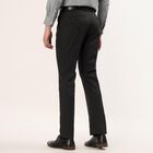 Men's Black Slim Fit Flat-Front Trousers, Black, small
