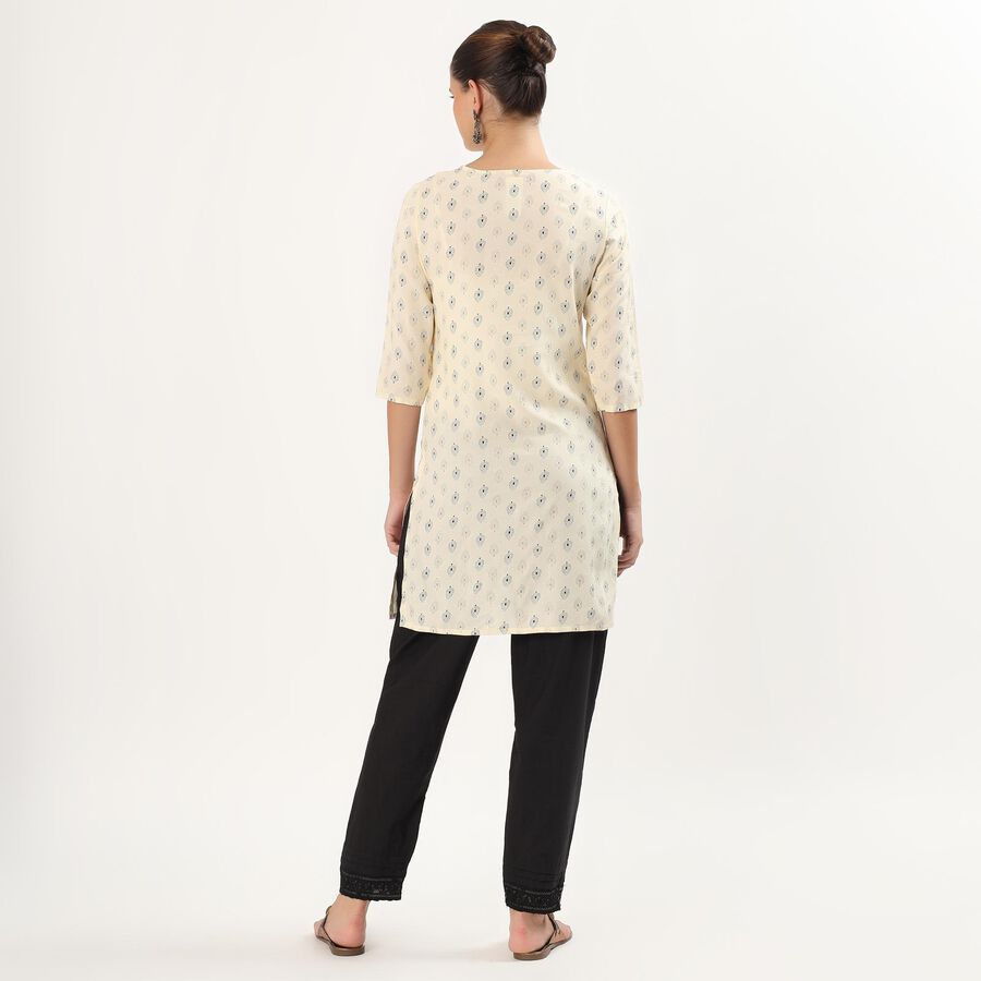 Women's Eggshell White Round Neck Printed Kurta, ऑफ व्हाइट, large image number null