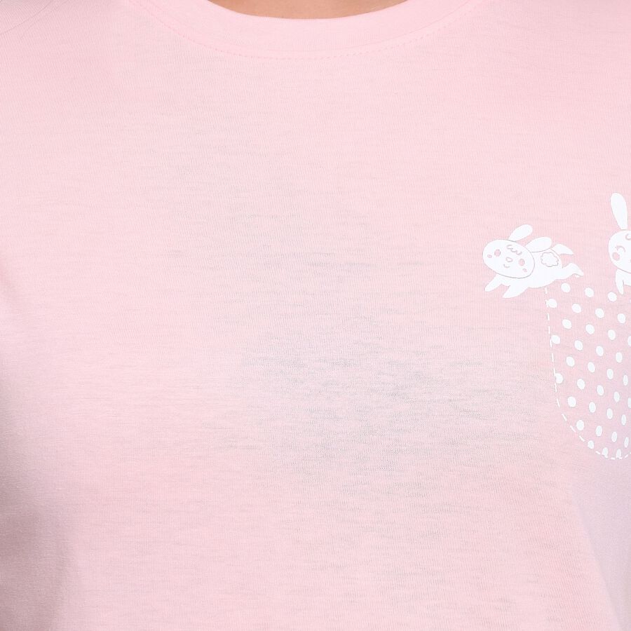 Ladies' Round Neck T-Shirt, गुलाबी, large image number null