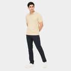 Men's Beige Polo Neck Solid T-Shirt, गहरा पीला, small