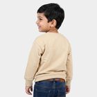 Boys' Beige Crew Neck Pullover Sweatshirt, गहरा पीला, small