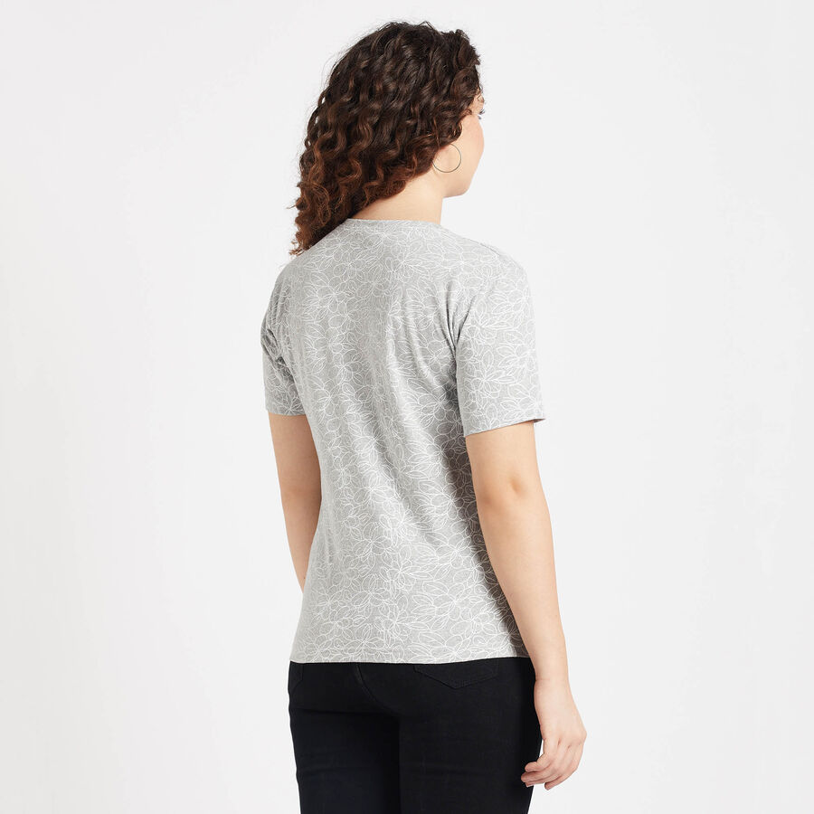 Round Neck T-Shirt, Melange Light Grey, large image number null