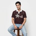 Men's Brown Polo Neck Graphic Print Polo T-Shirt, Brown, small