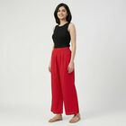 Women's Pink Relaxed Fit Solid Palazzos, रानी (फ्यूशिया), small