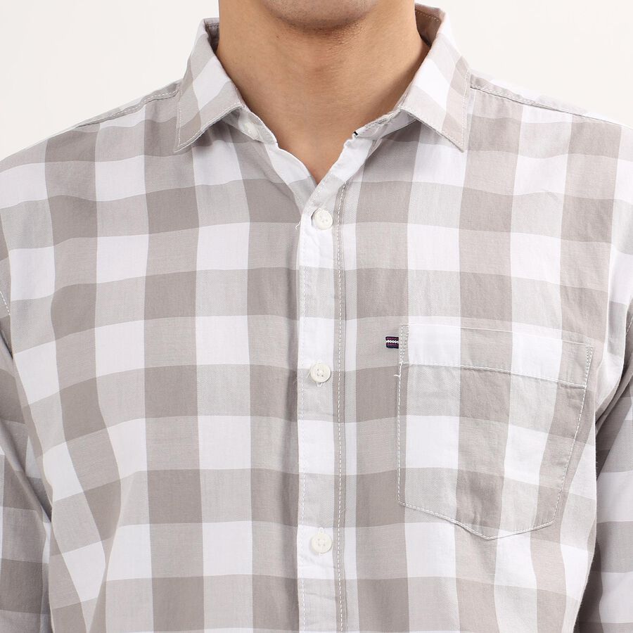 Men's 100% Cotton Regular Collar Casual Shirt , हल्का ग्रे, large image number null