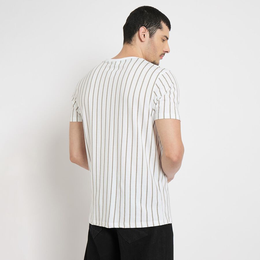 Men's 100% Cotton Round Neck Half Sleeves T-Shirt , White, large