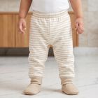 Infants Beige Jogger Fit Striped Pyjama, गहरा पीला, small